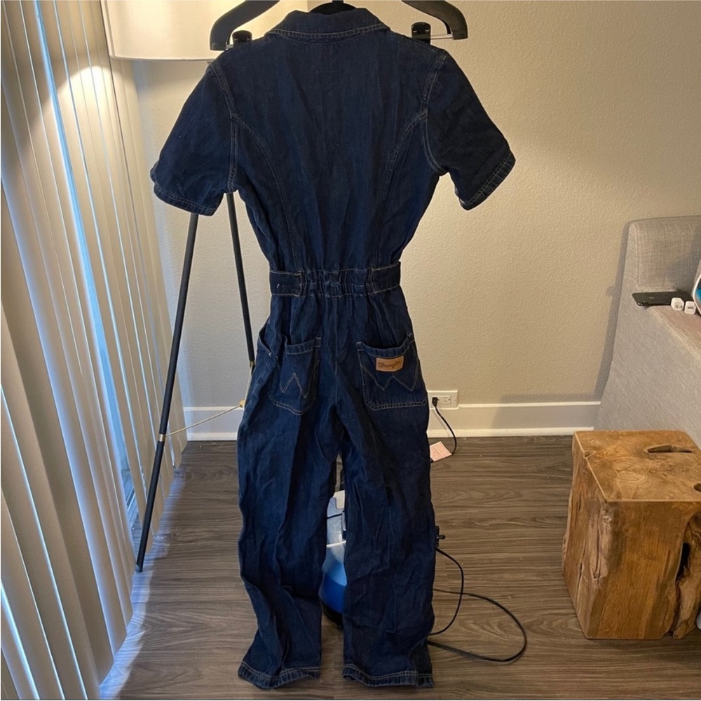 Wrangler Dark Indigo Denim Belted Short-Sleeve Jumpsuit - Picture 5 of 16